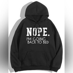 NWT Black Casual Hoodie, Cotton Hoodie With Writing, Drawstring Hoodie